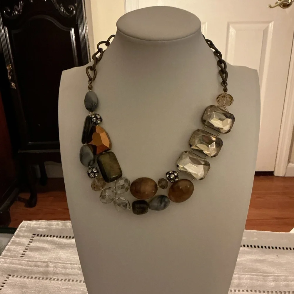 Tiger’s Eye Brass Tone Brass Tone Necklace
